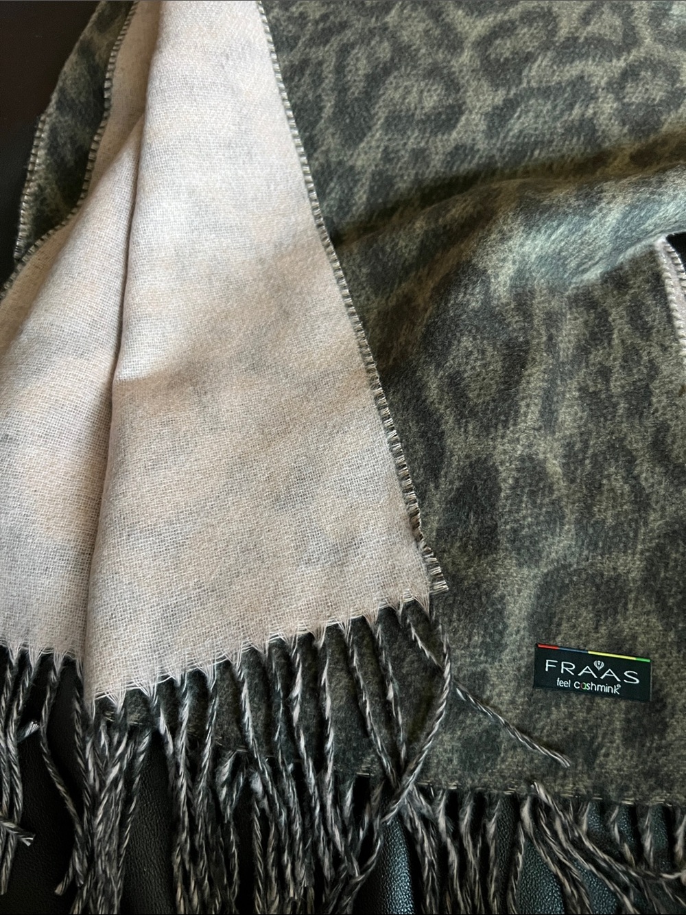 Fraas Reversible Leopard-Print Scarf in Brown & Beige